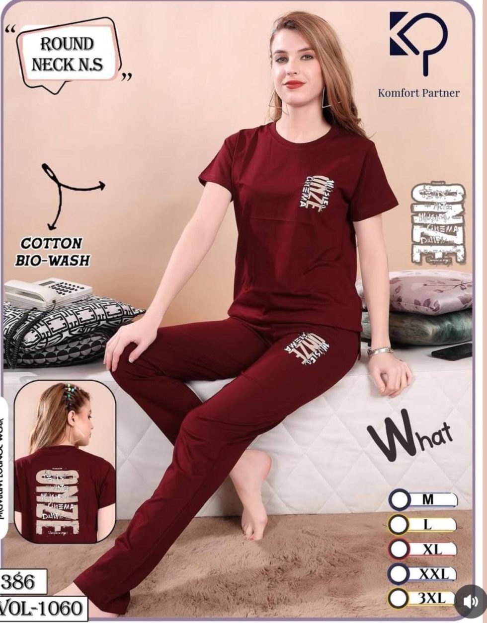 Cherry blossom round neck night suit