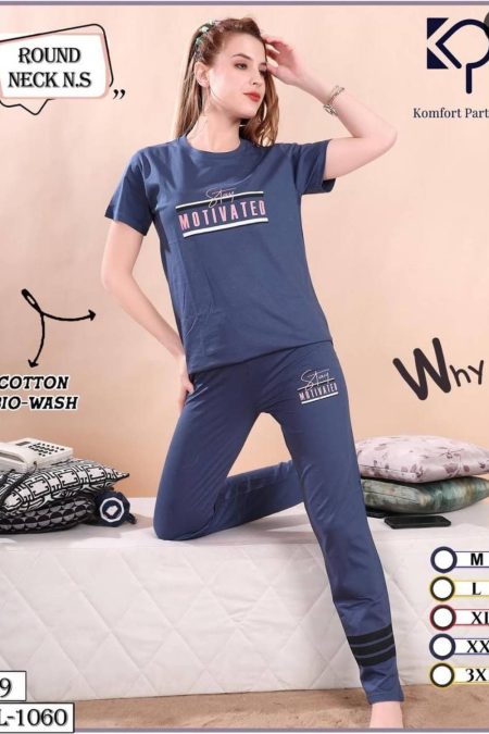 Round neck tshirt payjama night suit