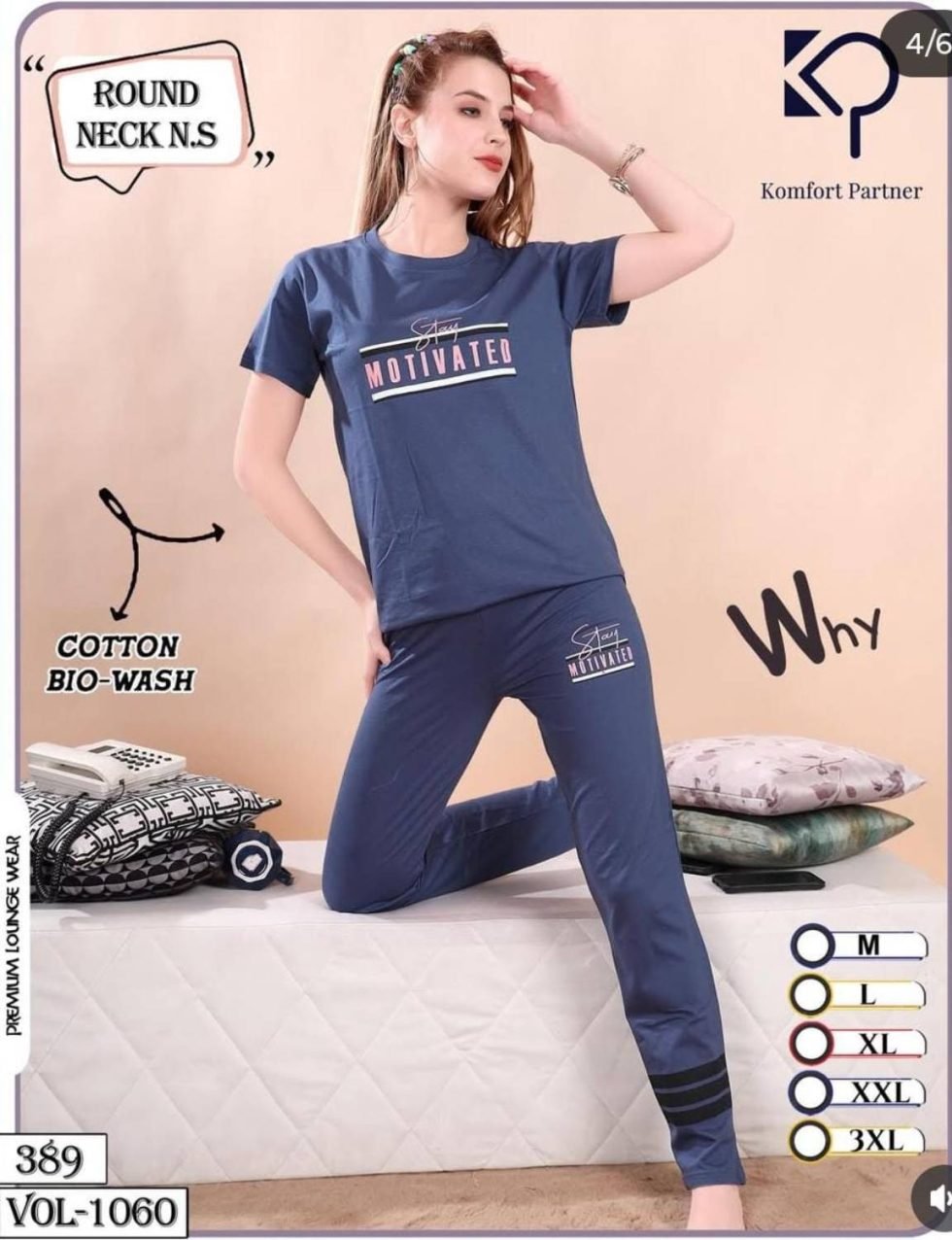 Round neck tshirt payjama night suit