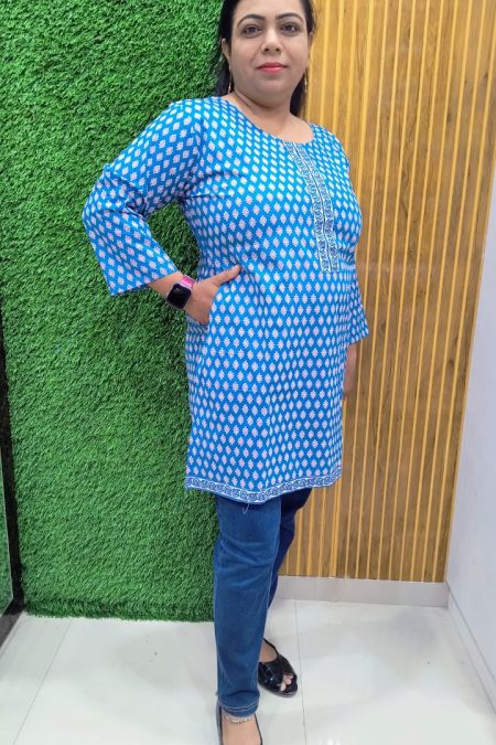 Blue Cotton Short Tops