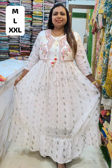 🤍 Ivory Blossom Embroidered Tier Dress (Sizes: M to XXL)