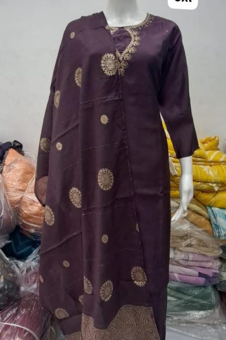 Plus Size Maroon Embroidered Suit Set with Banarasi Border Dupatta – Regal Grace Edition (3XL–6XL)