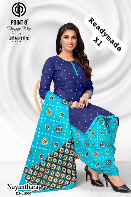 Readymade Patiala Suit – Navy Blue & Cyan